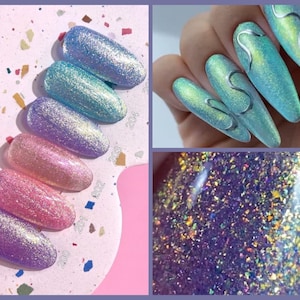 Luna Shimmer Gel Polish  Aurora Mermaid Glitter Sparkle Nail Art 13 ml