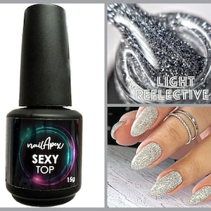 NailApex Light Reflective Top Coat Shine Glitter Sparkle Glitter Top Cover Nail Art 15 ml