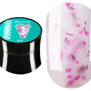 Gel constructor de flores de leche, gel para esculpir extensiones, gel floral francés, gel de flores secas de primavera, formas superiores de verano, manicura artística de uñas