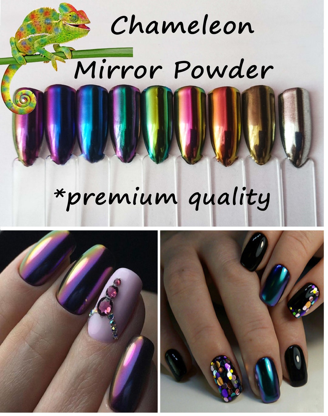 Holographic Nail Powder Holo Powder for Nails Chrome Nail Powder Rainbow Unicorn Mirror Effect Glitter Dust Multi Manicure Pigment Nail Art DIY Deco