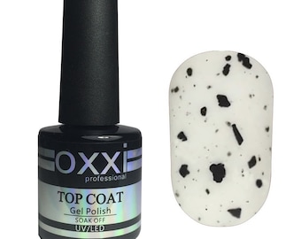 Oxxi Top Coat with Black  Flakes for Quail eggs nails Matte Top Cover for Nail Art