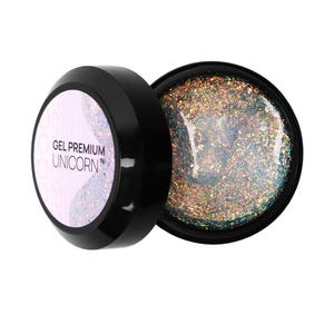 Komilfo Premium Gel Sculpture Builder Gel fortalecedor en escamas con purpurina para decoración de uñas, 15 ml