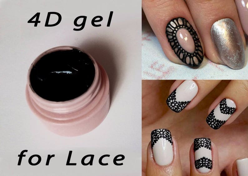 4d 3d Uv Gel Black Plastiline Gel Sculpture Lace Gel Nail Etsy