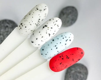 Komilfo Spotty Top Coat with Black  Flakes for Quail eggs nails Matte Top Dragon Fruit Cover for Nail Art