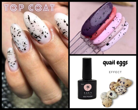 Top Coat With Black Flakes for Quail Eggs Nails Confetti Top Cover