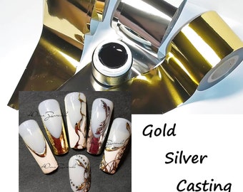 Black Farbgel Gel Paint and Silver Gold Foils for Nail Art  like Emi