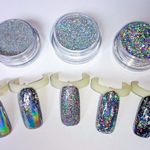 Holographic Set Power, Galaxy Holo Pigment,  Rainbow Laser Glitters, Flakes Pigments Nail Art