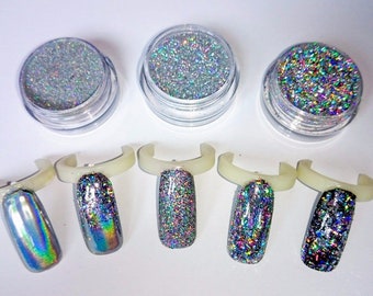 Zestaw Holograficzny Moc, Pigment Galaktyki Holo, Brokat Laserowy Tęczowy, Pigmenty Płatków Nail Art