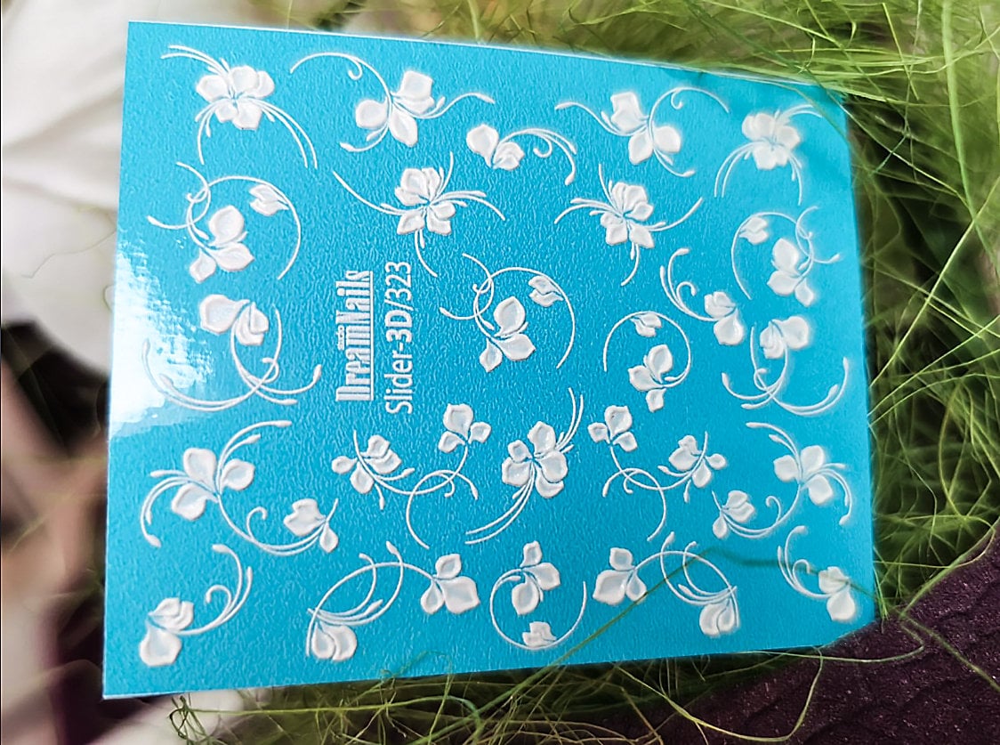 3D Sticker Nail Decals Floral Decal Nail Transfer White Flower Etsy