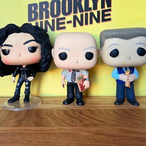 Brooklyn 99 custom pop0 vinyl figurines Rosa Diaz, Hitchcock and Scully