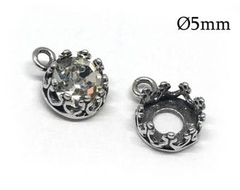 6 Stück Sterling Silber 925 Cabochon Lünette Einstellung 6 mm, runde Bezel Cup 6 mm passt Swarovski ss29, Schmuckbasis, Krone Bezel Cup, JBB Zubehör