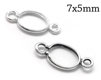 Crimp bezel cup- J8x5mm 16pcs Crimp Bezel Cup Sterling Silver Drop Bezel Cup 1 loop JBB Findings Bezel settings QFMarket