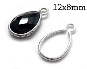 Crimp bezel cup- J8x5mm 16pcs Crimp Bezel Cup Sterling Silver Drop Bezel Cup 1 loop JBB Findings Bezel settings QFMarket