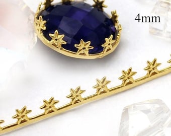 1 pieza de alambre de engaste de galería de latón fundido con patrón de estrella de 70 x 4 mm