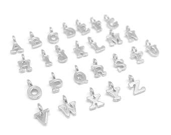 Sterling Silver Letter Charm, Alphabet Charm, ABC, Letter Charm, block style Letter, Initial Charm, Letter Alphabet Bead, 10mm, Letter Bead