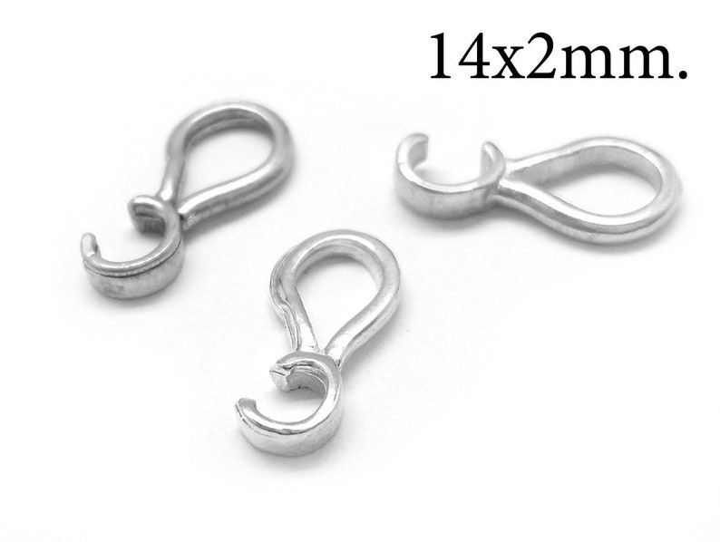 7pcs Loop Pendant Bails Sterling silver 925, Pendant connection Size 14x2mm pendant link Connector for jewelry DIY making, JBB Finding image 1