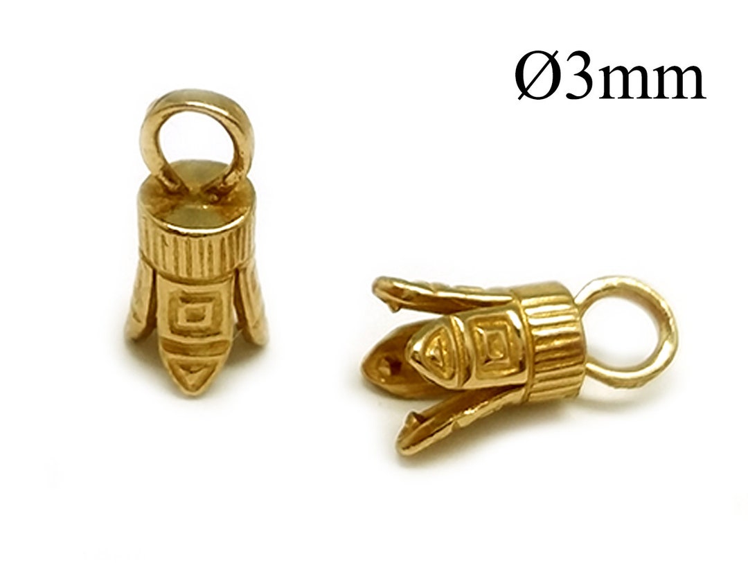 6pcs Brass Crimp End Cap ID 3mm With 1 Loop Flower Cord Ends Etsy