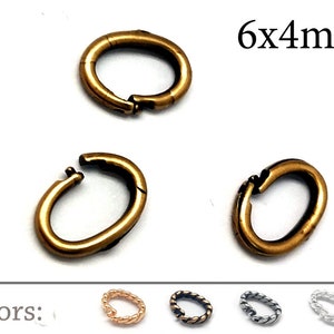 10 anneaux ovales ouverts pour cadenas en laiton, diamètre intérieur 6 x 4 mm, anneaux de cadenas à maillons JBB Findings - Laiton, Plaqué or, Plaqué argent