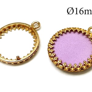 4pcs Brass Round Low Crown Bezel Cup 16mm Settings for flat stones, coin Antique / Shiny Brass, Copper, Silver plated, JBB Findings