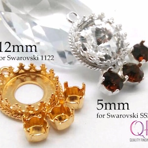 2 pcs Pendentif coupe lunette ronde, Lunette composant, Pendentif composant, Lunette 12 mm, Lunette 5 mm, Breloque 12 mm, Breloque 5 mm, Apprêts JBB, Socle pour bijoux