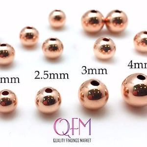 100pcs Red Gold Filled Bead, Pink Gold Filled Bead, 1/20 14K Bead, Sizes Available: 2mm, 2.5mm, 3mm, 4mm, Seamless Gold Filled Spacer