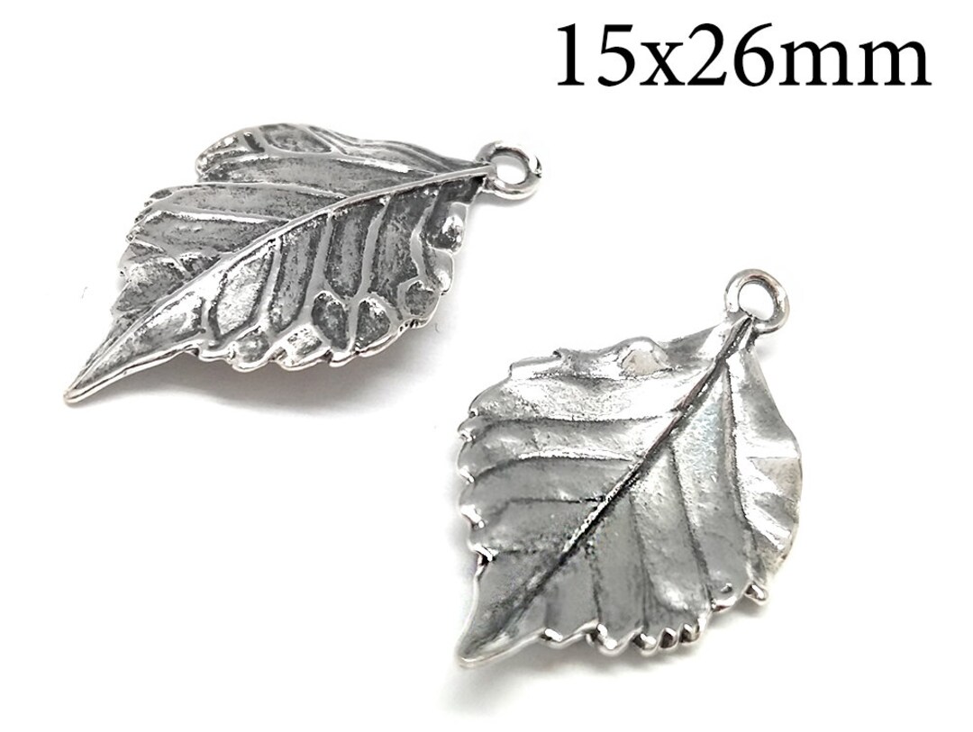 スターリングシルバー925リーフ、シルバーペンダント、15 x 26 mm