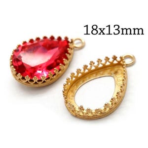 6pcs Drop Bezel Cup 18x13mm Brass fit Swarovski 4320 Jewelry base, Bezel settings, JBB Findings Antique / Shiny Brass, Copper, Silver plated
