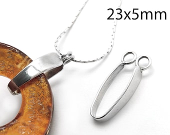 2pcs Bail Donuts holder Sterling silver 925, stone holder - Size 23x5mm - Pinch Bail, Donuts settings, JBB Findings, Stone holder