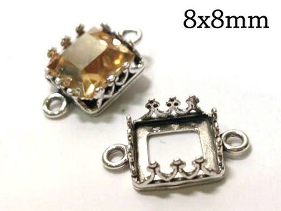 925 Sterling silver Bezel Cup SQXCVAR Choose Your Size 6pcs x Square Closed Corners Bezel Tray Resin Jewelry