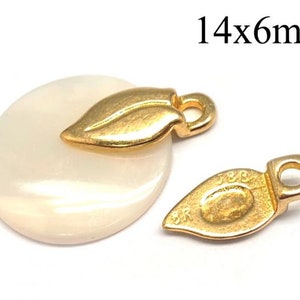 6pcs Brass Pendant Glue on Bail 14x6mm with 8x6mm Leaf flat base - Necklace Bail, JBB Findings - Brass, Copper, Silver, Gold Plated