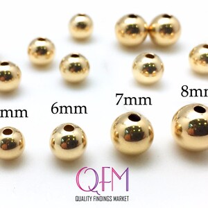 10pcs Gold Filled Beads 5mm, 6mm, 7mm, 8mm - Seamless Round Spacer Beads - GF 14K beads, Yellow gold filled beads - Gold filled Spacer beads