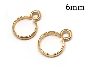 30 Pcs/pk Crimp Bezel cup 6 mm Round shaped - one loop in Brass - crimp bezel cup - Jewelry base - Bezel settings