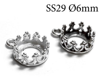 Small Crown Bezel Cup Charms | Silver Crown Drops | 6mm Bezel Tray | Tiny  Mini Cabochon Setting | Jewelry Supplies (6pcs / Tibetan Silver / 10mm x