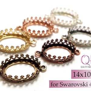 10 coupelles ovales 14 x 10 mm Laiton avec 2 boucles Finitions : Laiton antique/brillant, Cuivre antique/brillant, Plaqué argent antique/brillant