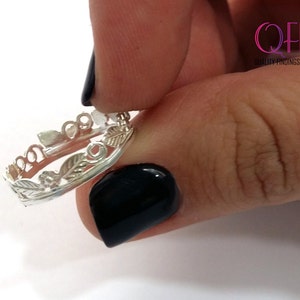 2pcs Fine Silver 999 Cast Bezel wire with flowers and leaves Silver Gallery wire 2.5 Inch 63.5mm x 4.5mm image 3