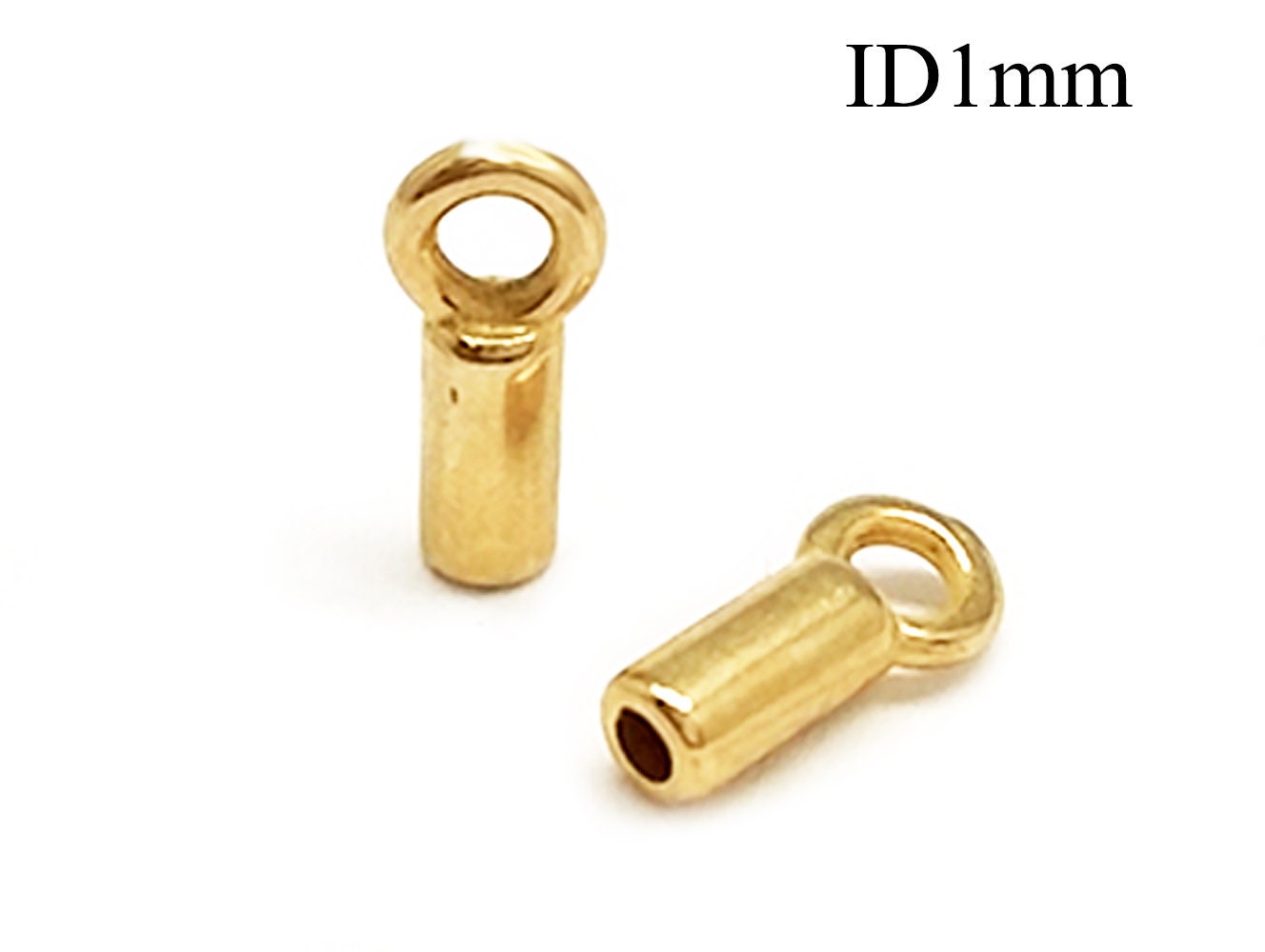 20pcs Brass Crimp End Cap ID 1mm With 1 Loop Cord Ends Caps Etsy UK