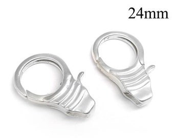 1pc Sterling Silver 925, Lobster Clasp stripes (25x15mm) Trigger Clasps, Necklace Clasps, Bracelet Clasps, JBB Findings, Men Clasp jewelry