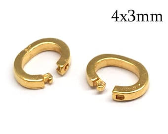 2 anelli di salto con serratura in oro massiccio 14K, ovali 4x3mm, accessori JBB, anelli di salto con serratura in oro giallo 14K, diametro interno 4x3mm