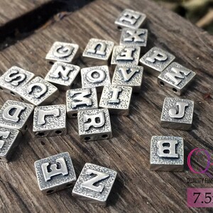 1 Stück Sterling Silber Buchstabe Perle, Alphabet Perle, Alphabet Charme, Buchstabe Charm, Großbuchstabe, Anfang Charme, Buchstabe Alphabet Perle, 7,5 mm