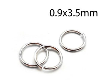 50pcs Sterling Silver Jump Rings 19 Gauge 0.9x3.5mm - Sterling Silver 925 Open Jump Rings - wire thickness 0.9mm - 3.5mm Inside Diameter