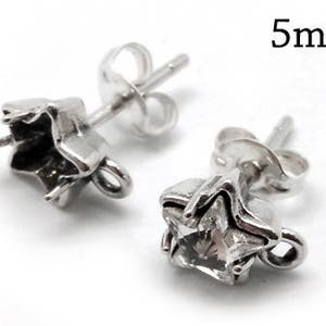 4pcs Silver Star Stud, Silver Star Earrings, Silver Earrings Setting, Silver Earrings Base, JBB Findings, Silver Earring Backs Included
