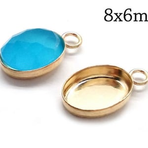 5pcs Gold Filled 14K Oval Bezel Cup with 1 loop for cabochon 8x6mm - Jewelry bases - Bezel settings Gold Filled - Oval Setting for pendant