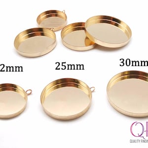 1pc Gold Filled 14K Round Bezel Cup 22mm, 25mm, 30mm, Cabochon Settings with Loop, JBB Findings, Jewelry Base, Round Bezel Setting