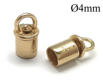 4pcs Brass Revolving End caps Inside diameter 4mm with 1 loop, JBB Findings, QFMarket, Cord End Caps, Shiny or Antique Brass, Copper, Silver