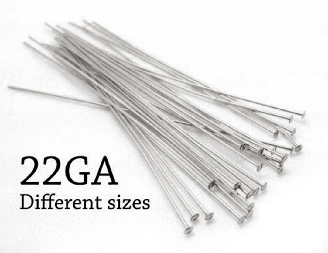 50pcs Sterling Silver 925 Head Pins Flat Head, Nail Head Pin, 0.6mm, 22