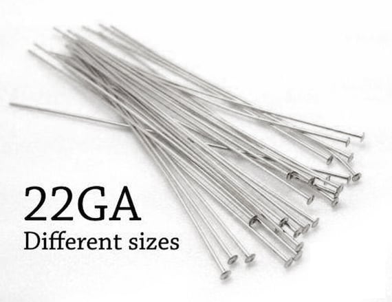 50pcs Sterling Silver 925 Head Pins Flat Head, Nail Head Pin, 0.6