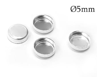 20pcs Sterling Silver 925 Bezel Setting 5mm without loops, Cabochon Bezel cup Setting, Jewelry Base, JBB Findings, DIY Silver Charm Blank