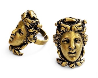 Anillo de escultura clásica ajustable de latón, disponible en latón antiguo/cobre y latón brillante/cobre, accesorios JBB.