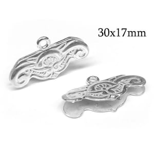 Puede incluir: Dos cierres de metal plateado con un diseño ornamentado. Cada cierre tiene un lazo en un extremo y mide aproximadamente 30 x 17 mm. El texto "30x17mm" es visible en la imagen.