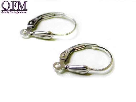 4pcs Sterling Silver 925 Leverback Earrings Ear Wire Drop Shaped - Main Image